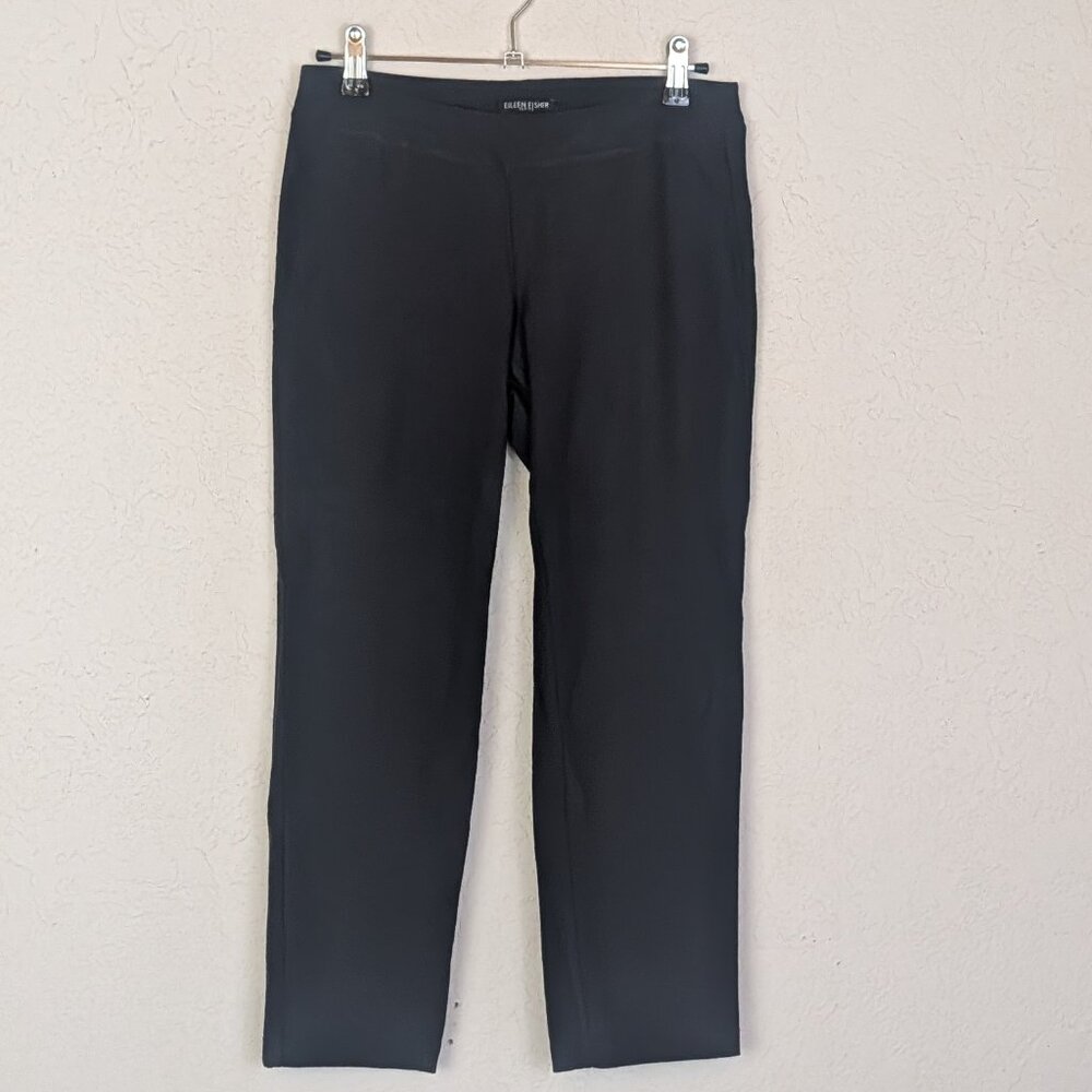 Eileen Fisher System Washable Slim Ankle Stretch Crepe Pant in Dark Gray